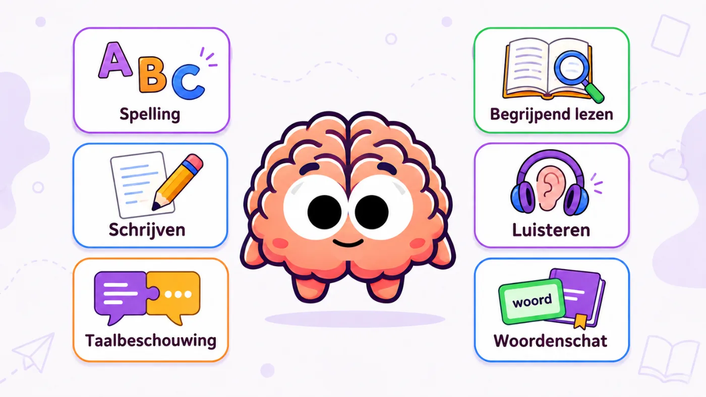 Taal oefenen: spelling, lezen, schrijven, luisteren, taalbeschouwing en woordenschat
