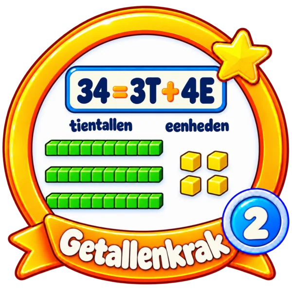 Badge Getallenkrak, wiskunde 2de leerjaar
